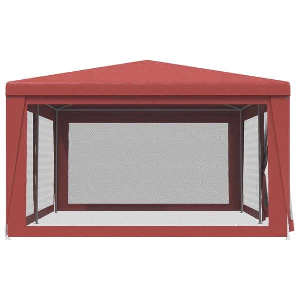 vidaXL Party Tent with 6 Mesh Sidewalls Red 6x4 m HDPE