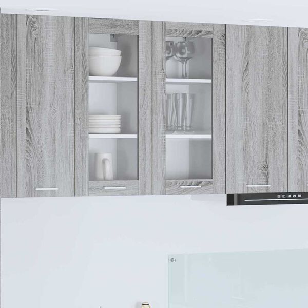 vidaXL Hanging Cabinet with Storage 2 pcs Grey Sonoma 40 x 31 x 80 cm