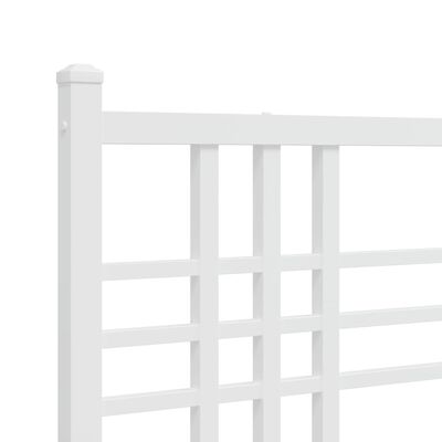 vidaXL Metal Bed Frame with Headboard White 120x200 cm