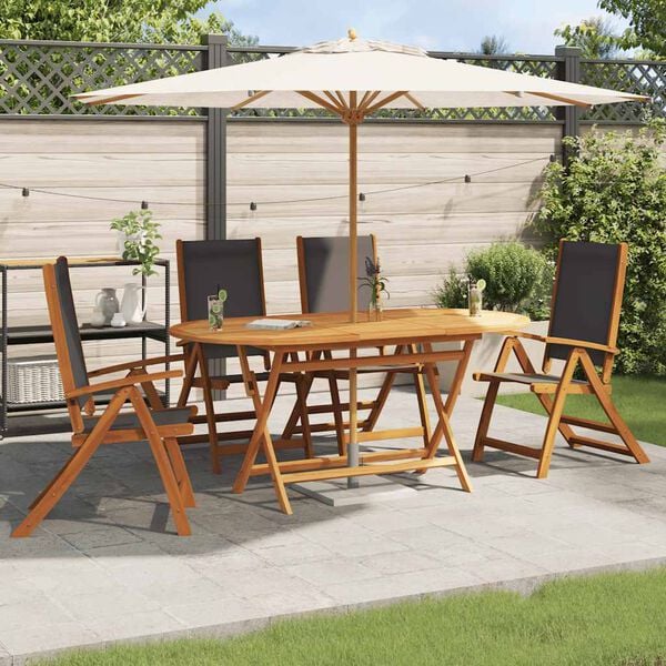 vidaXL Folding Garden Chairs 4 pcs Solid Wood Acacia and Textilene