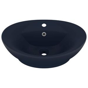 vidaXL Luxury Basin Overflow Oval Matt Dark Blue 58.5x39 cm Ceramic
