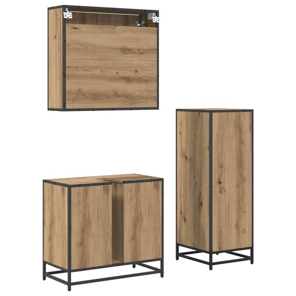 vidaXL Bathroom Furniture Set 3 pcs Artisan Oak Engineered Wood