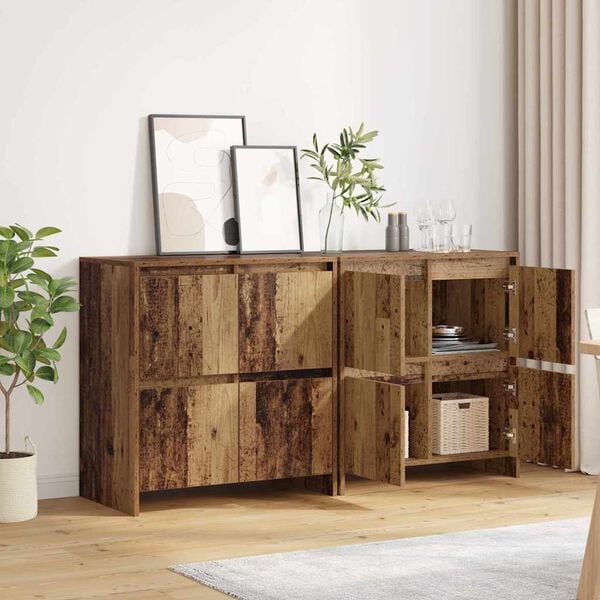 vidaXL Sideboards 2 pcs Old wood 70 x 41 x 75 cm Engineered wood