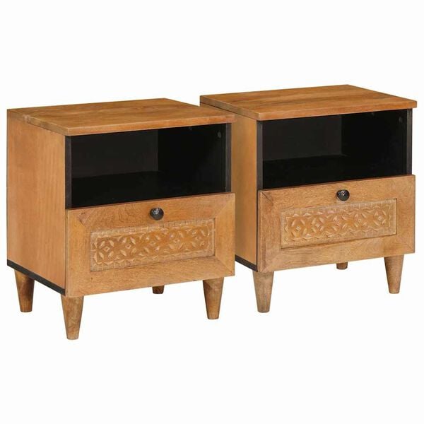 vidaXL Bedside Cabinet with Drawer 2 pcs Light Brown 40 x 33 x 46 cm