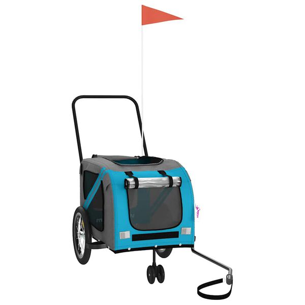 vidaXL Pet Bike Trailer Blue and Grey Oxford Fabric and Iron