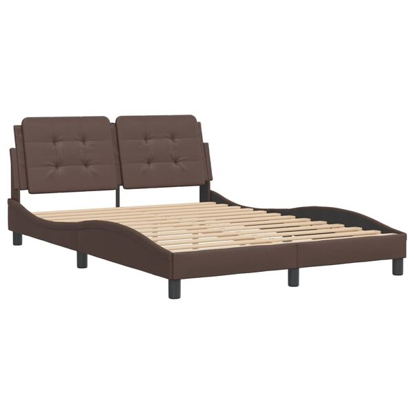 vidaXL Bed Frame without Mattress "Zadar" Brown 140x200 cm Faux Leather