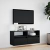 vidaXL TV Wall Cabinet with LED Lights Black 100x31x45 cm