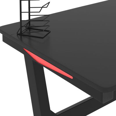 vidaXL Gaming Desk LED with Z Shape Black 110x60x75 cm