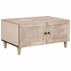 vidaXL Coffee Table with Door Beige 80 x 50 x 40 cm Solid Acacia wood