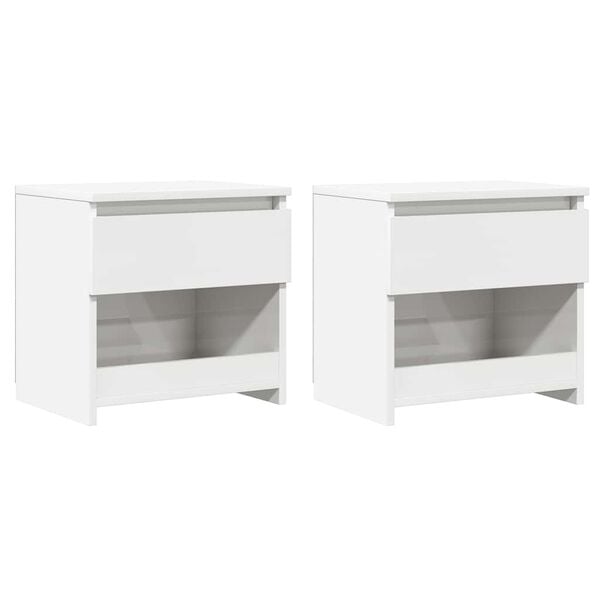 vidaXL Bedside Cabinets 2 pcs High Gloss White 40x30x39 cm Engineered Wood