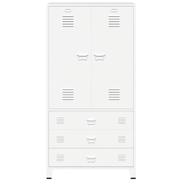 vidaXL Industrial Wardrobe White 90x50x180 cm Metal