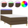 vidaXL Box Spring Bed with Mattress&LED Dark Brown 100x200cm Fabric