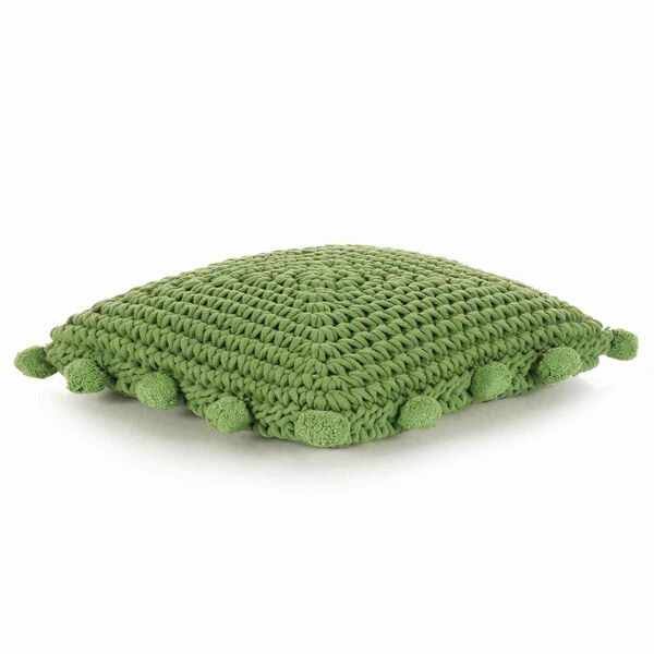 vidaXL Throw Pillow Basketweave with Pillow Green 50 x 50 cm Cotton