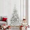 vidaXL Artificial Pre-lit Christmas Tree Silver 210 cm PET