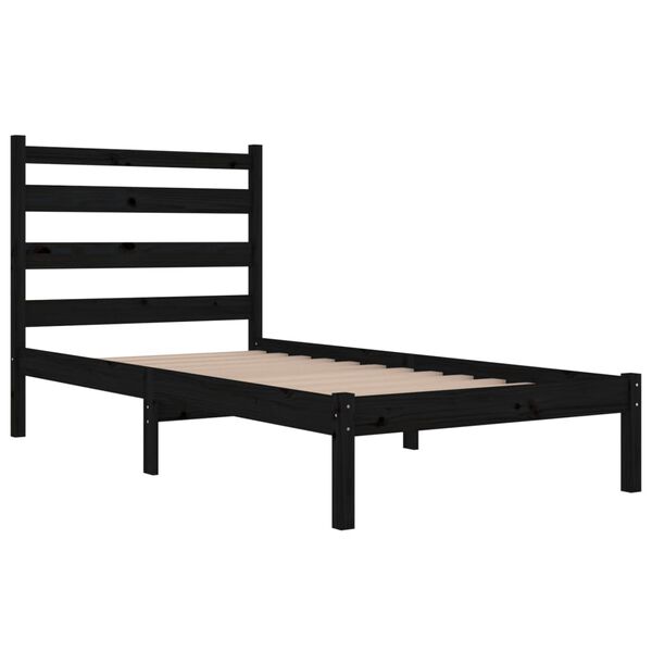vidaXL Bed Frame without Mattress Black Solid Wood 100x200 cm (810011+818409)