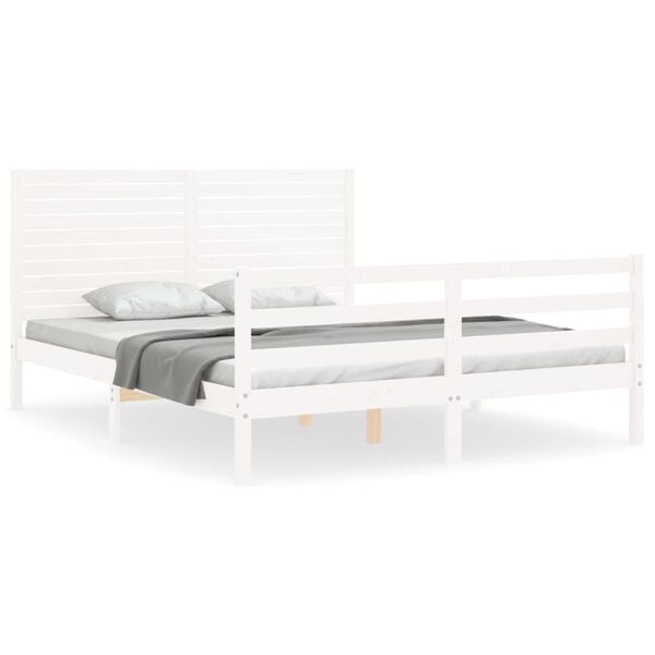vidaXL Bed Frame without Mattress White 160x200 cm Solid Wood