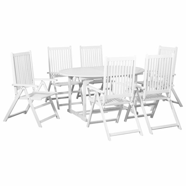 vidaXL 7 Piece Outdoor Dining Set Wood White with Extendable Table