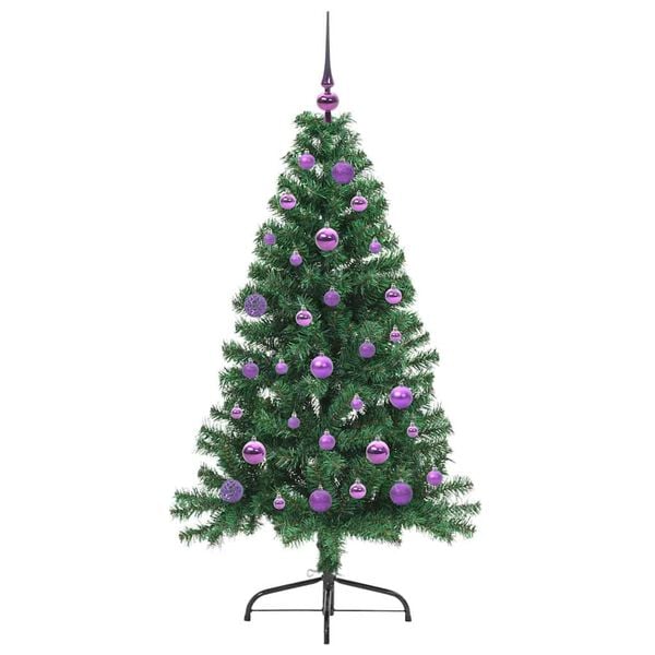 vidaXL Artificial Pre-lit Christmas Tree Green 150 cm PVC