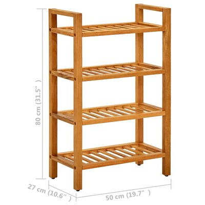 vidaXL Shoe Rack with 4 Shelves 50x27x80 cm Solid Oak Wood