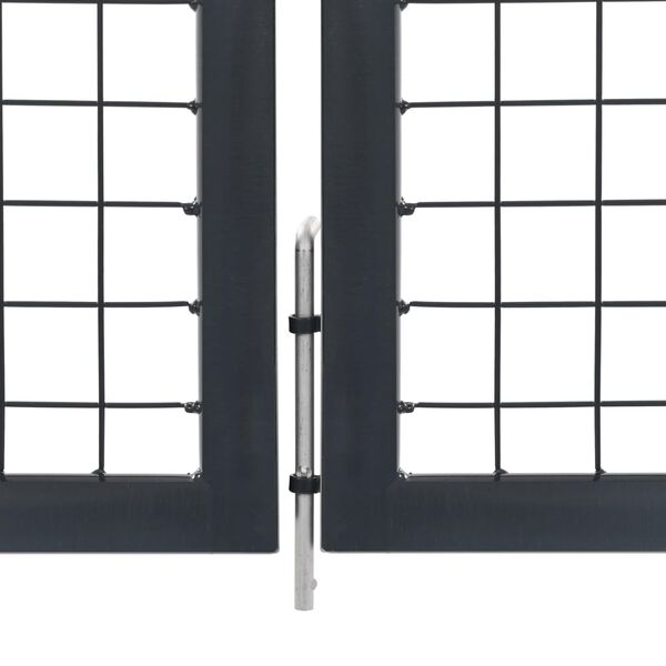 vidaXL Garden Gate with Posts Steel 350x120 cm Anthracite