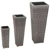 vidaXL Garden Raised Bed | Set of 3 | Grey | PE (polyethylene) rattan, steel