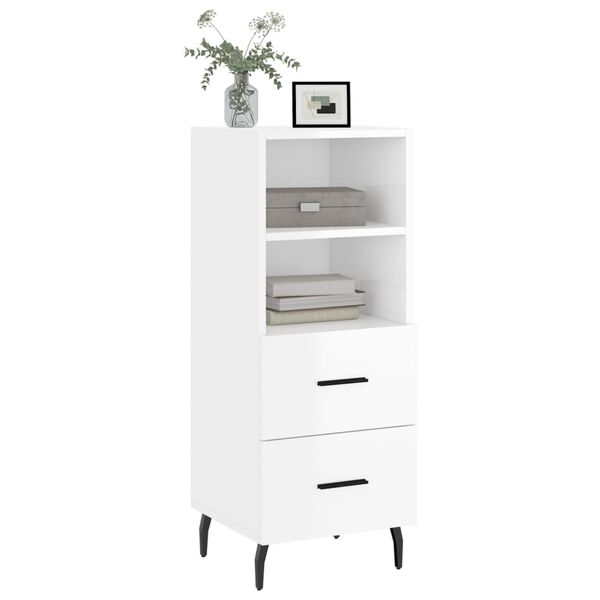 vidaXL Sideboard High Gloss White 34.5x34x90 cm Engineered Wood