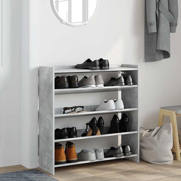 vidaXL Shoe Rack Concrete Grey 80x25x81 cm Engineered Wood