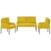 vidaXL Sofa Sets with Cushion 3 pcs Yellow 115 x 56 x 80 cm Plywood