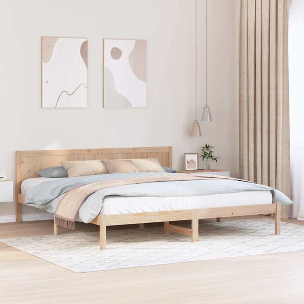 vidaXL Bed Frame Brown 200 x 200 cm Solid Pine wood