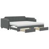 vidaXL Daybed with Trundle and Drawers Dark Grey 90x190 cm Fabric