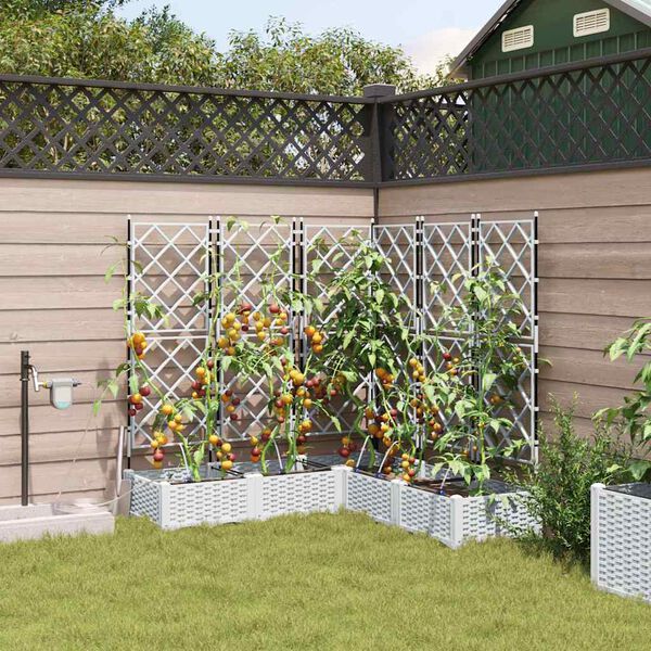 vidaXL Garden Planter 5 pcs White Steel