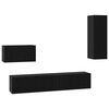 vidaXL Wall TV Cabinet Wall-mounted 4 pcs Black Oak Engineered Wood