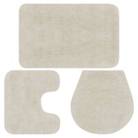 vidaXL Bathroom Mat Set 3 Pieces Fabric White