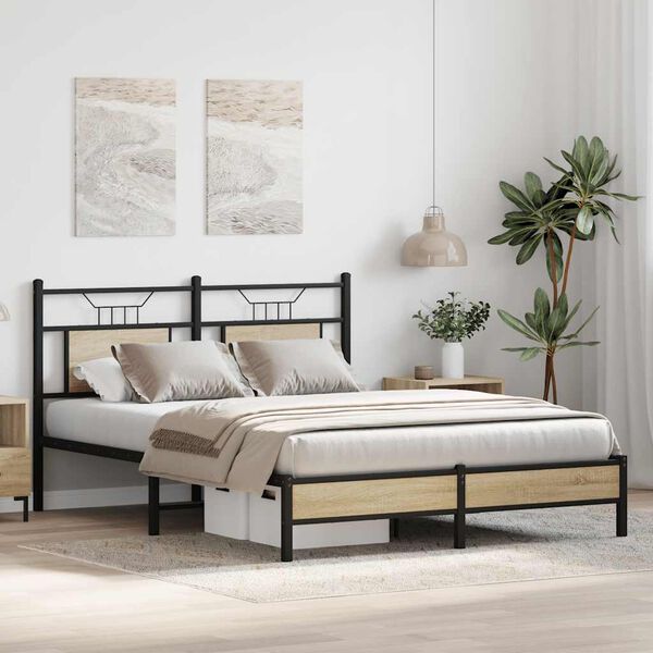 vidaXL Bed Frame without Mattress Sonoma Oak 140x190 cm Engineered Wood