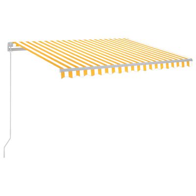 vidaXL Manual Retractable Awning with LED 300x250 cm Yellow and White