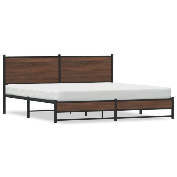 vidaXL Metal Bed Frame without Mattress Brown Oak 160x200 cm