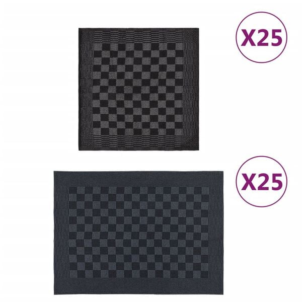 vidaXL 50 Piece Towel Set Black and Grey Cotton