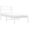 vidaXL Metal Bed Frame without Mattress with Headboard White 100x190cm