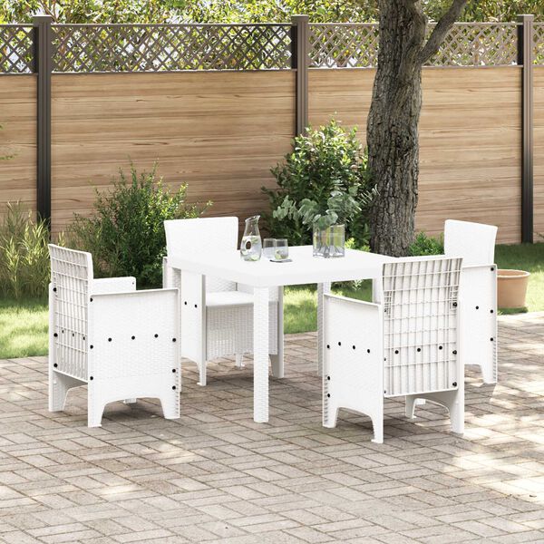 vidaXL Garden Dining Set 5 pcs White Polt rattan