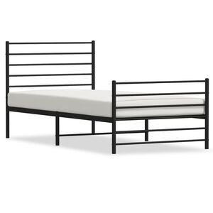 vidaXL Metal Bed Frame without Mattress with Footboard Black 90x200cm