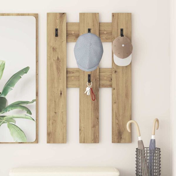 vidaXL Wall-Mounted Coat Rack Wall-mounted Artisan Oak 65 x 3 x 100 cm