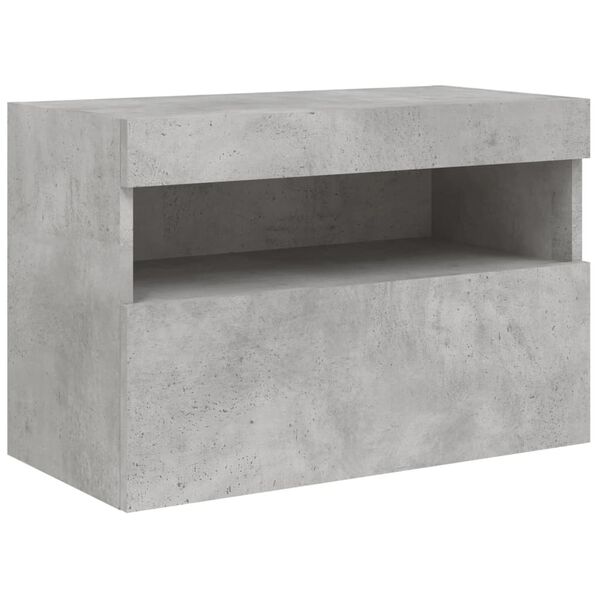 vidaXL TV Wall Cabinet with LED Lights Concrete Grey 60x30x40 cm
