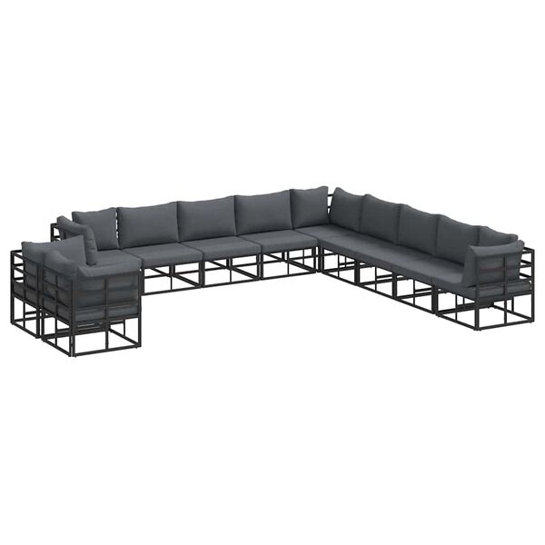 vidaXL Garden Sofa Set with Cushion Black Aluminium
