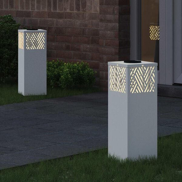vidaXL Solar LED Pathway Light 2 pcs White Cold Rolled Steel