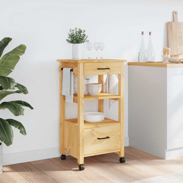 vidaXL Kitchen Trolley MONZA 48x40x88.5 cm Solid Wood Pine