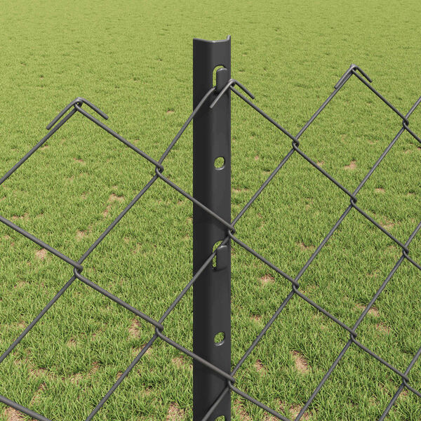 vidaXL Fence with Post Grey 1.2 x 10 m Steel and PVC