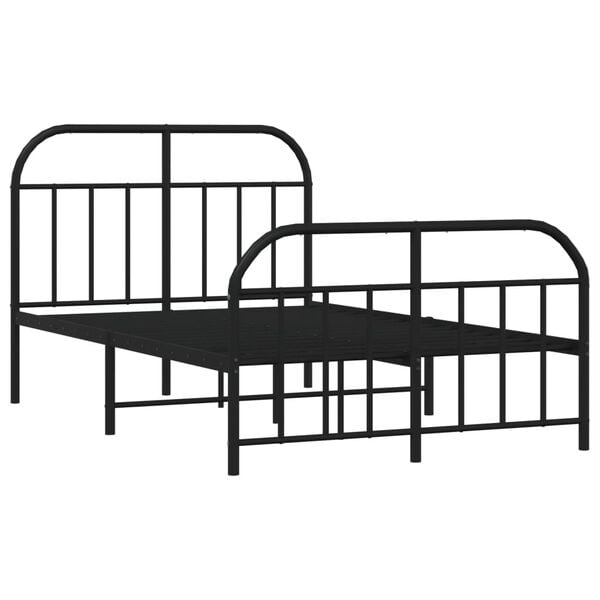 vidaXL Metal Bed Frame without Mattress with Footboard Black 120x190cm