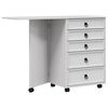 vidaXL Rolling Cabinet with Drawers & Folding Top CORONA White