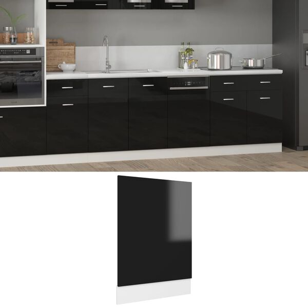 vidaXL Dishwasher Panel Lyon High Gloss Black 45x3x67 cm Engineered Wood
