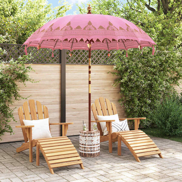 vidaXL Balinese Parasol Pink 215 x 215 x 260 cm Cotton and solid wood